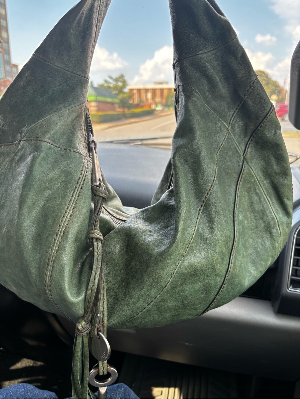 Green Leather Hobo Bag - fossil vintage
